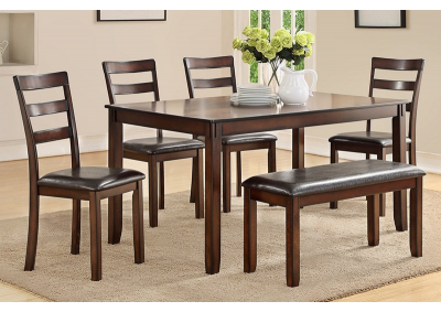 Image for 6PCS DINING TABLE SET (TABLE+4 CHAIRS+BENCH) ES