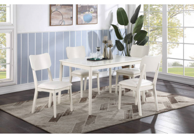 5PCS DINING SET (TABLE+4 CHAIRS) WHITE