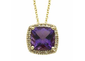 Image for Amethyst and Diamond Pendant in 14K Yellow Gold
