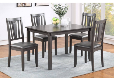 5PCS DINING SET (TABLE+4 CHAIRS) GREY