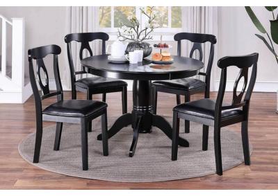 Image for 5PCS DINING SET (ROUNG TABLE+4 CHAIRS) BLACK