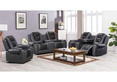 Image for Austin Gray with Black Inserts Motion 3 PC Living Room Set