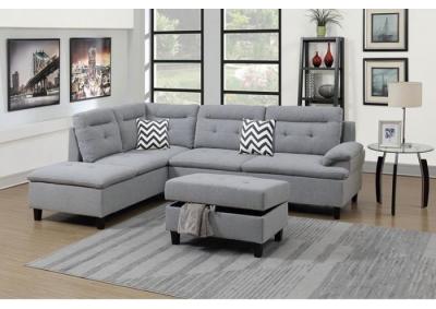 Image for 3pc Gray Sectional with ottoman