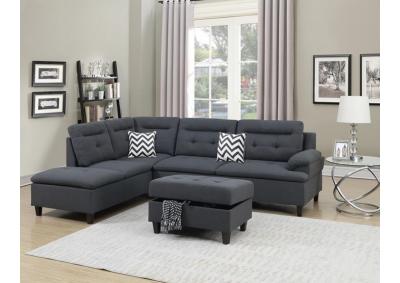 Image for 3pc Charcoal Sectional with ottoman