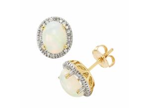 Image for Oval Opal Earrings in 14K Yellow Gold