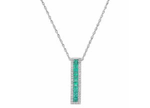 Image for Princess-cut Emerald Pendant with Diamonds in 14K White Gold