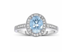 Image for 1.00 ct. Aquamarine and Diamond Ring in 14k White Gold