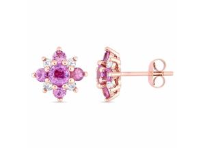 Image for 1.68 CT. T.W. Pink and White Sapphire Star Stud Earrings in 14K Rose Gold