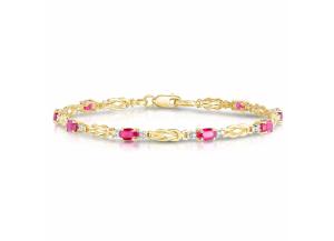 Image for Oval Ruby Bracelet with Diamonds in 14K Yellow Gold
