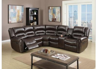 3PCS RECLINING SECTIONAL BROWN