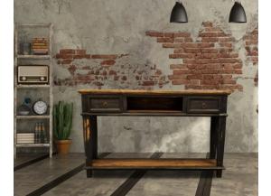 Image for Antique Rustic Black Sofa Table with 2 Drawers 
