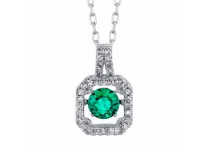 Image for Dancing Lab Emerald with .18tw Diamond Pendant in 14K White Gold