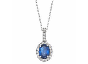 Image for 1.0 CT Blue Sapphire and Diamond Pendant in 14k Gold