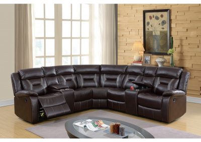 Image for 3PCS RECLINING SECTIONAL DARK BROWN