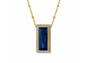 Image for London Blue Topaz and Diamond Pendant in 14K Yellow Gold
