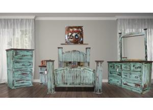 Image for Mansion Rustic Turquoise King 5PC set (dresser,mirror,nightstand,chest)