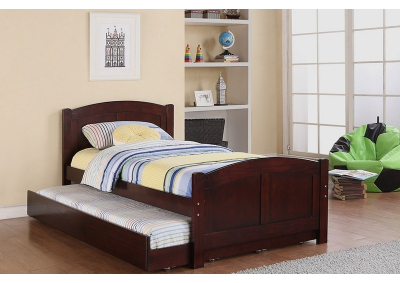 Image for TWIN BED+TRUNDLE W/ SLATS DARK CHERRY