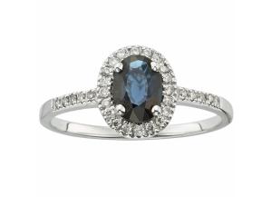 Image for 1.0 CT Blue Sapphire and Diamond Ring in 14k Gold
