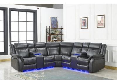 Image for Zenith Gray LED Dual Power Assist Recliners w/ Dual Console
