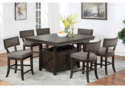 Image for 7PC COUNTER HEIGHT TABLE BROWN 