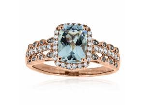 Image for Aquamarine and Diamond Ring in 14K Rose Gold