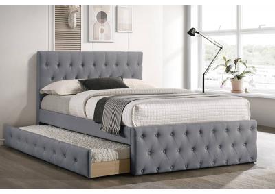 TWIN BED W/TRUNDLE-LIGHT GREY BURLAP