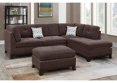 Image for 3PCS SECTIONAL W/2 ACCENT PILLOW AND OTTOMAN