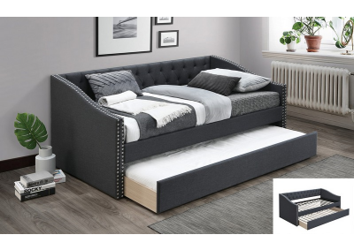 Image for DAY BED+TRUNDLE W/ SLATS BURLAP CHARCOAL