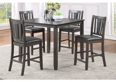 Image for 5PCS HEIGHT DINING SET (TABLE+4 CHAIRS) GREY