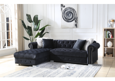 Image for Perla Black Velvet Sectional