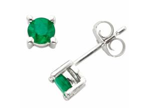 Image for 4.5mm Round Emerald Earrings in 14K Gold