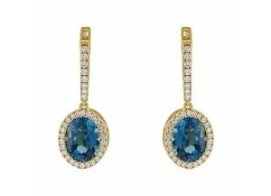 Image for 3.9 CT. T.W. London Blue Topaz Oval Drop Earrings in 14K Yellow Gold