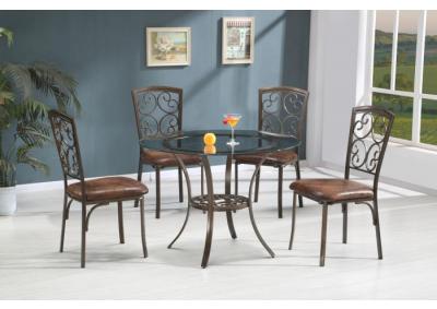 Essex Metal with Glass Top 5 PC Dining Set