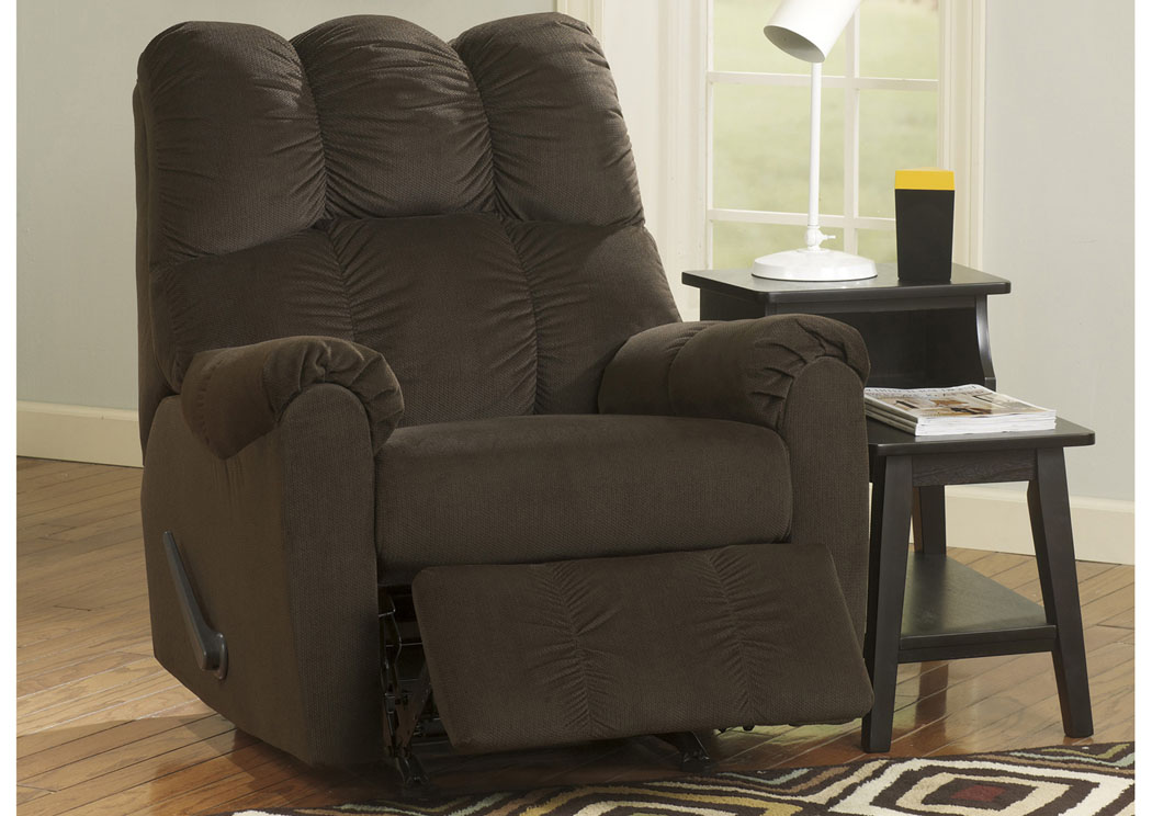 Raulo Chocolate Rocker Recliner with YOUR CHOICE of Chairside Table,Flamingo Specials