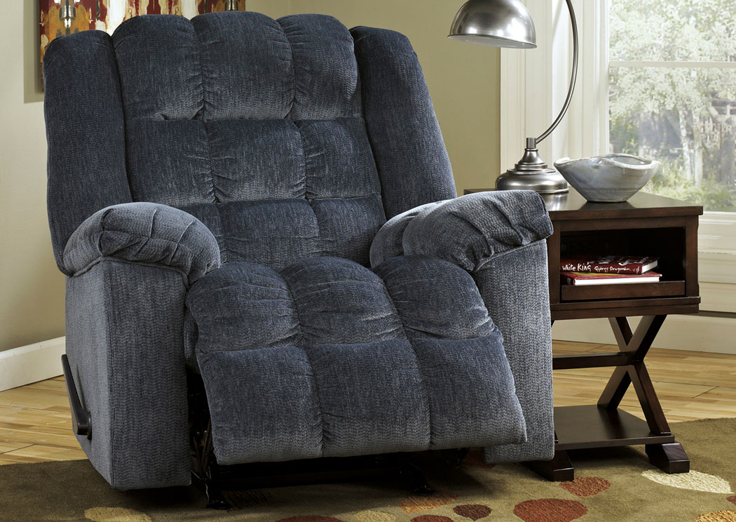 Ludden Blue Rocker Recliner with YOUR CHOICE of Chairside Table,Flamingo Specials