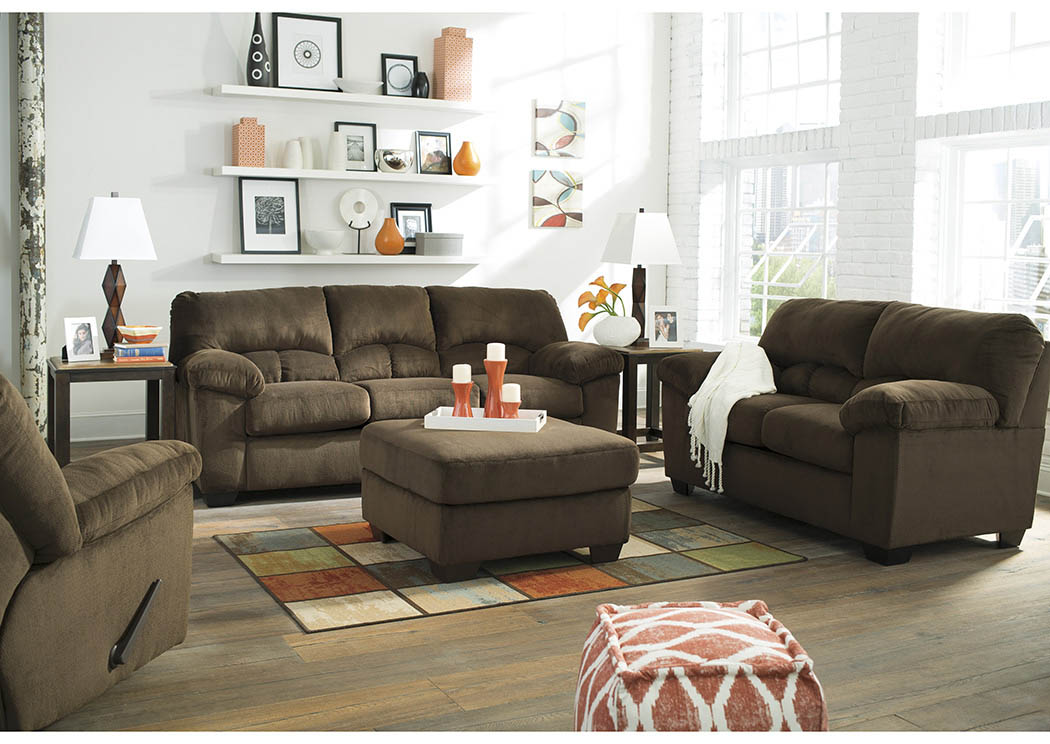 Dailey Chocolate Sofa and Loveseat and Rocker Recliner ,Flamingo Specials