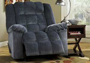 Ludden Blue Rocker Recliner with YOUR CHOICE of Chairside Table