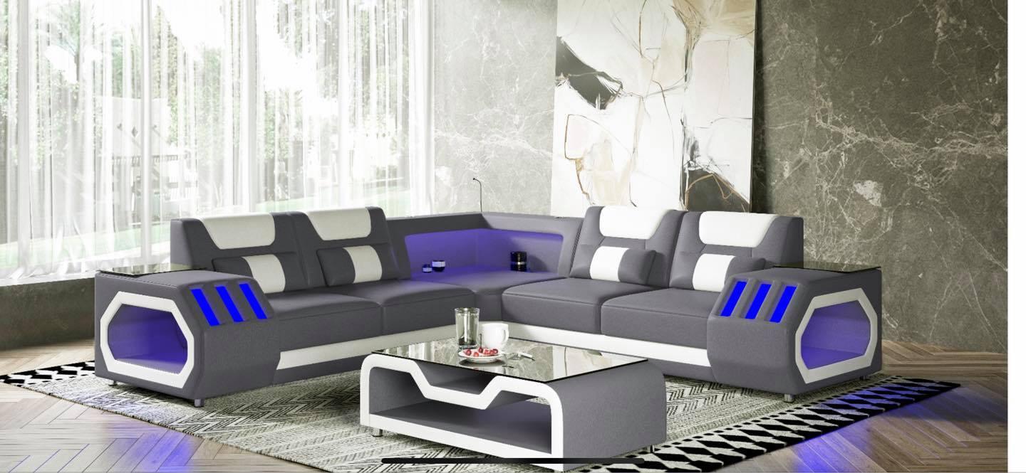 Gray & White Sectional w/LED,Instore