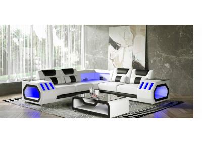 Image for White & Black Sectional w/LED