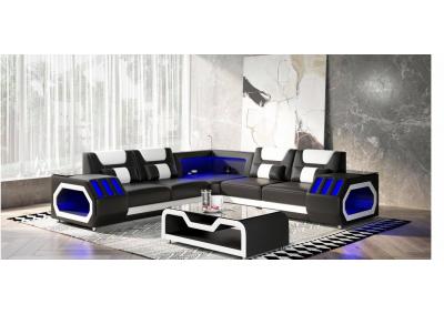 Image for Black & White Sectional w/LED