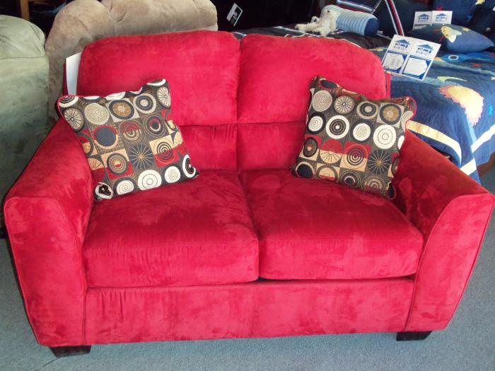 Ashley Thornton Red Love Seat w/Pillows-WAS: $489.99,Ashley