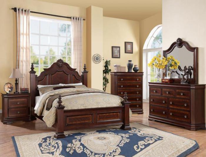 Charlotte Queen Bed Set (Queen Bed, Dresser/Mirror, & Chest),Crown Mark In-Store