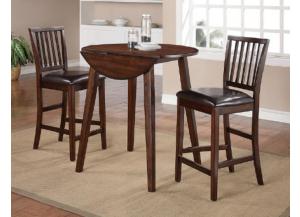 Image for Mango 3Pc Drop Leaf Pub Table Set (Table & 2 Chairs)