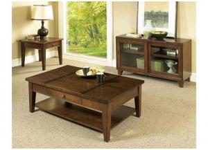 Brown Coffee Table & Two End Tables