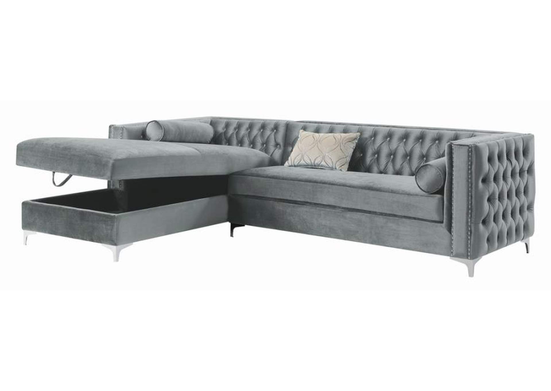 Bellaire Button-Tufted Upholstered Sectional Silver,Coaster Furniture