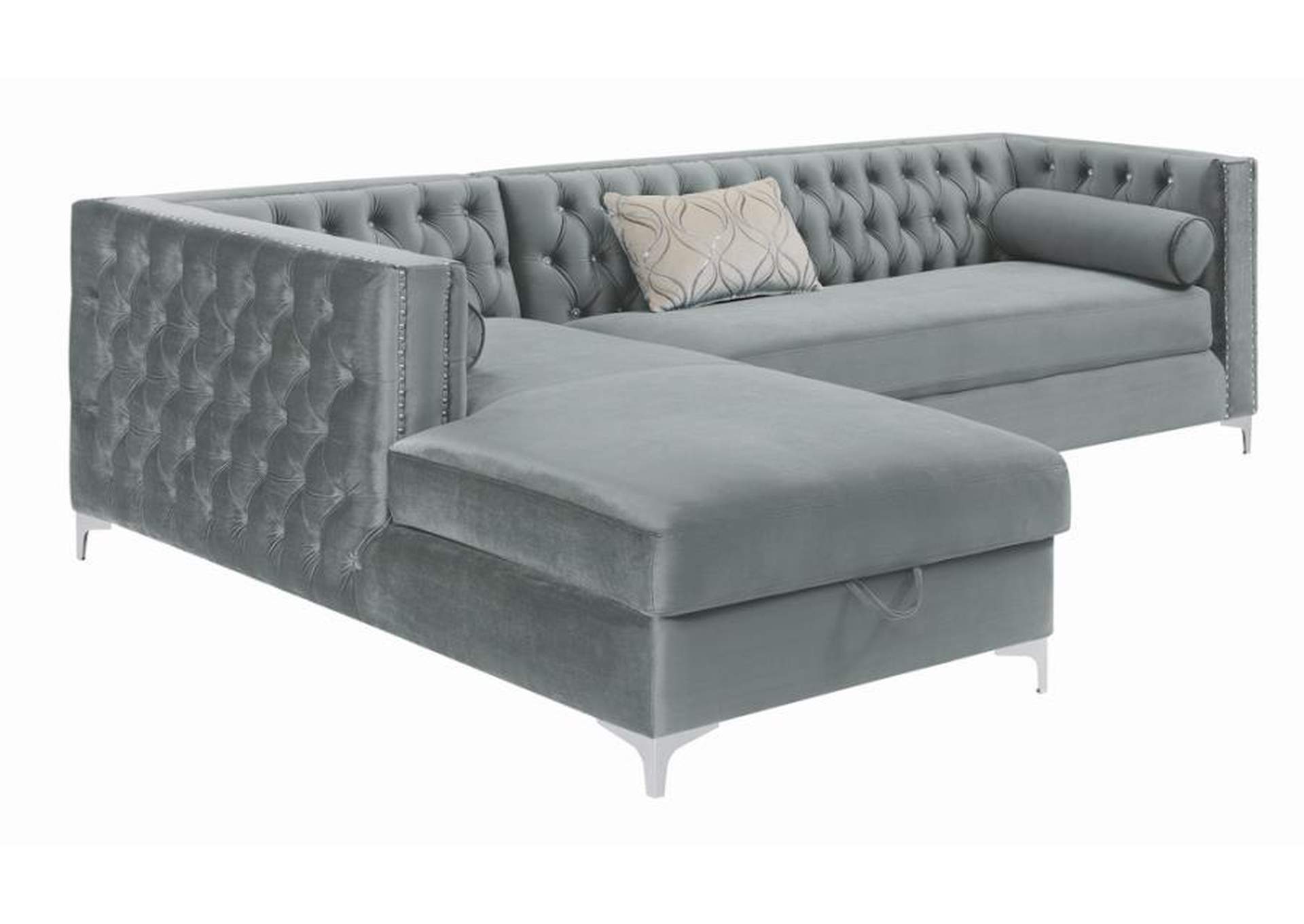 Bellaire Button-Tufted Upholstered Sectional Silver,Coaster Furniture