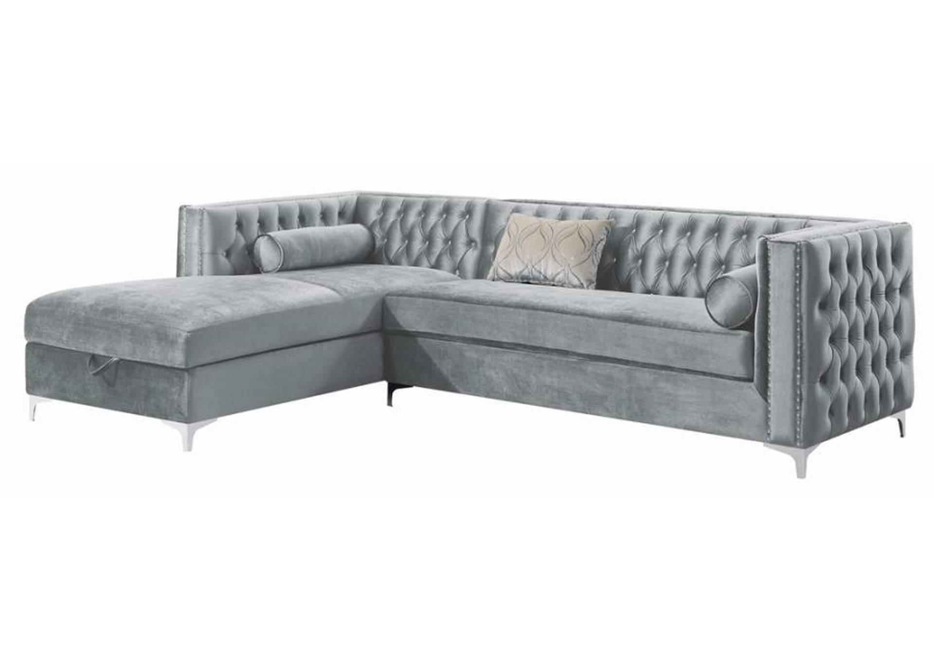 Bellaire Button-Tufted Upholstered Sectional Silver,Coaster Furniture