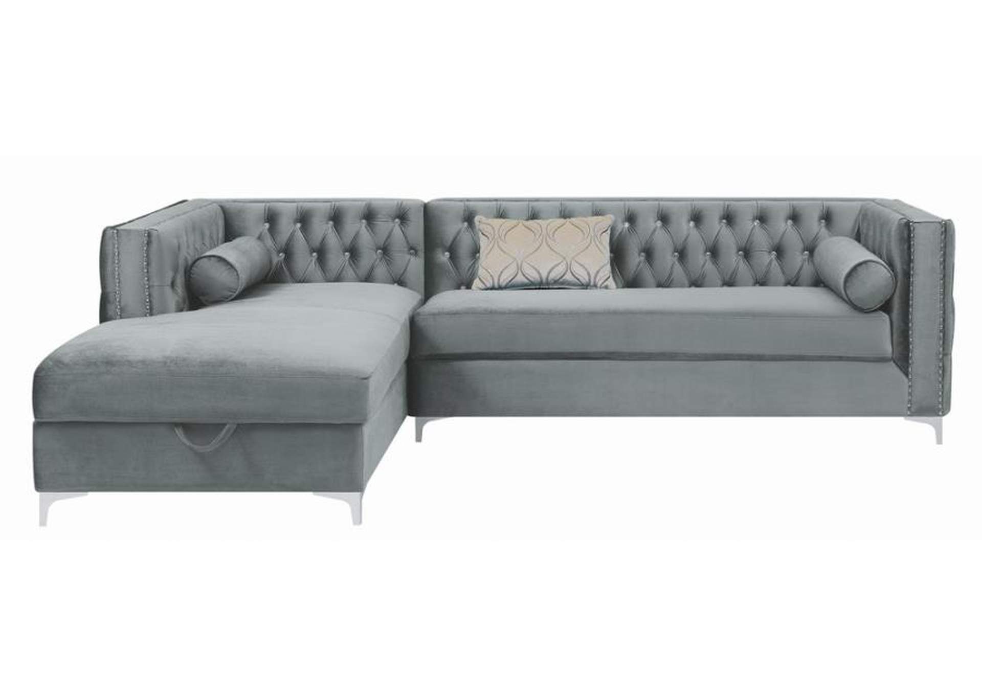 Bellaire Button-Tufted Upholstered Sectional Silver,Coaster Furniture