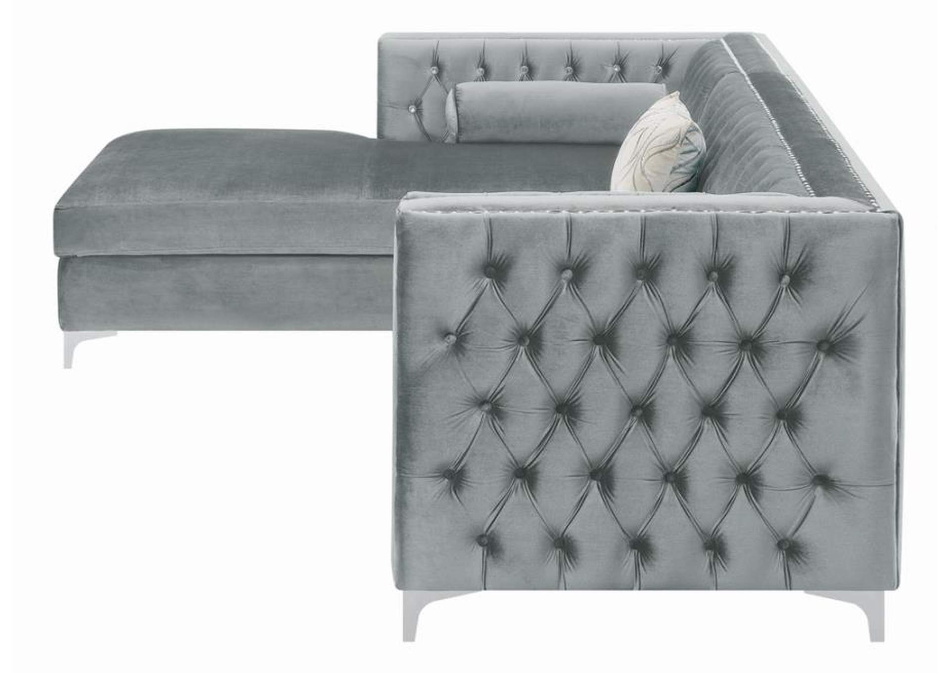 Bellaire Button-Tufted Upholstered Sectional Silver,Coaster Furniture