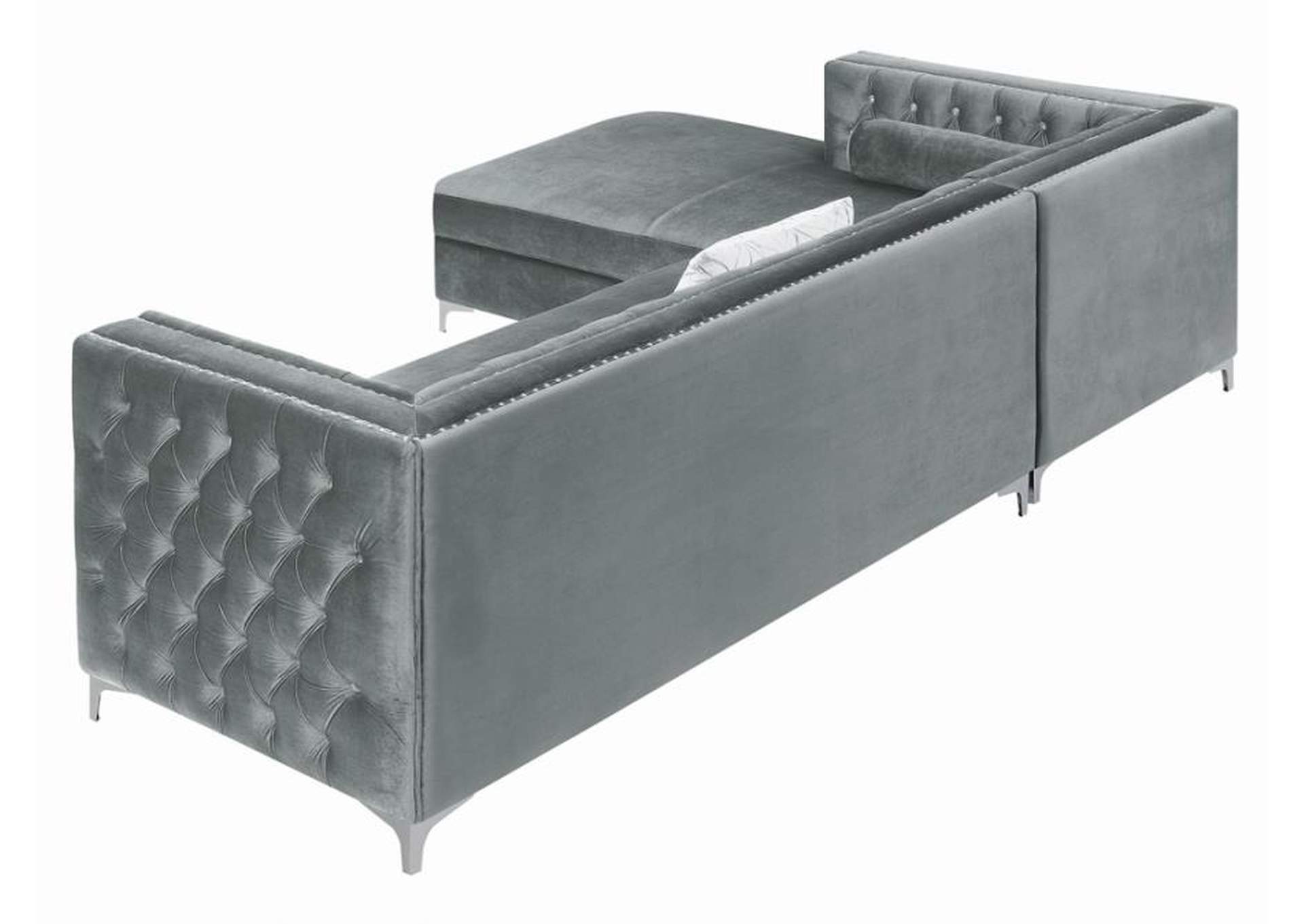 Bellaire Button-Tufted Upholstered Sectional Silver,Coaster Furniture